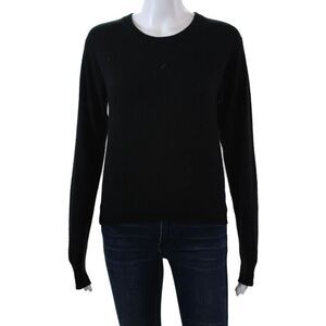 Brodie Womens Cashmere Long Sleeve Pullover Knit Sweater Black Size XS